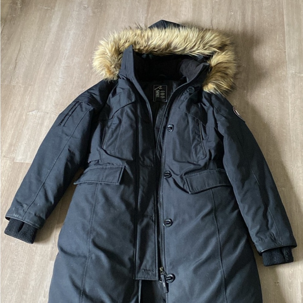 Alpine Black Parka with Faux Fur Hood